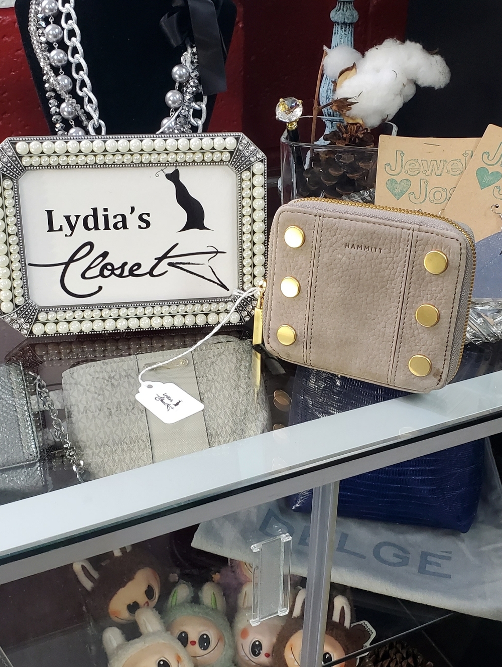 Hammitt Taupe Leather Zip Wallet with Gold Studs